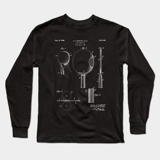 Table Tennis Patent - Tennis Paddle Art - Black Chalkboard Long Sleeve T-Shirt